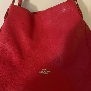 Coach Edie Red Pebble Leather Bag